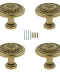 Antique Bronzy Cabinet Knobs Set With Vintage Flower Pattern Drawer Pull Handles For Chest Of Drawers Dresser Wardrobe Cupboard And Doors Retro Bronze Pulls Durable Zinc Alloy 4 Pack