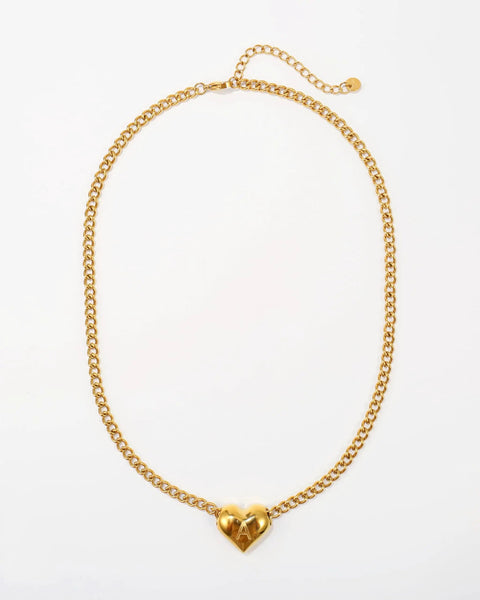 14k Gold Plated Initial V Necklace For Women And Men With Heart Pendant, Waterproof Stainless Steel, 45cm Chain Plus 5cm Extension