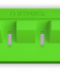 Magnetic Four Slot Pry Bar Holder With Mounting Holes Non Marring TPEE Low Profile Design, green with metal slots.