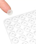 Round Silicone Cabinet Door Bumpers 192 Piece Pack Self Adhesive Furniture Pads Clear Anti Squeak Protectors, single pad held. 