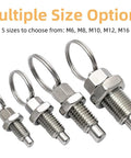 Set of four stainless steel Heavy Duty Pull Ring Indexing Plungers With Retractable Quick Release Pins M16 Thread options