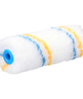 Heavy Duty Microfiber Paint Roller Covers 4 Inch Top Shelf Bulk Pack with blue and yellow stripes for smooth wall finishes.