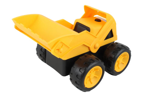 RoadMarks Construction Front Loader Toy For Kids Built Tough Indoor Outdoor Construction Vehicle With Free Wheeling Action Realistic Moving Parts Ideal For Junior Contractors RM5100, yellow toy with realistic moving parts.