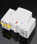 Heavy Duty 63A Modular Contactor With 2NO Poles Operating On 24V AC DC Coil Voltage top view on black background.