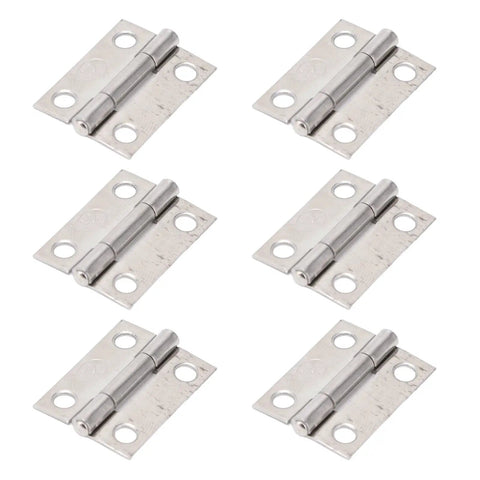 Six 304 Stainless Steel Folding Butt Hinges For Cabinets And Wooden Doors, heavy duty, weatherproof, with four-hole mount visible
