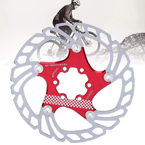 203mm Floating Disc Brake For Mountain Bikes With CNC Precision, Dual Material Construction in Red and Silver