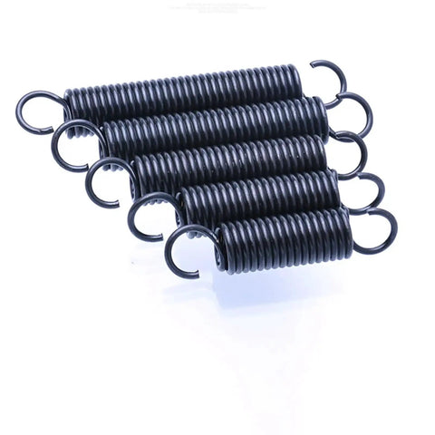 Heavy Duty 2 Pack Tension Springs With Open Hooks For DIY Projects And Repairs Featuring Tough Spring Steel, black finish.