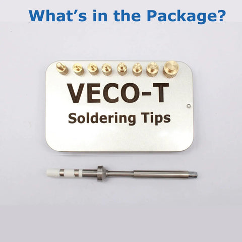 Heat Set Insert Tool With Brass Threaded Inserts In M2 M2.5 M3 M4 M5 M6 M8 Sizes TS100 TS101 Compatible shown with soldering tips