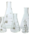 Five Piece Narrow Mouth Erlenmeyer Flask Set in Borosilicate 3.3 Glass with 50ml, 150ml, 250ml, 500ml and 1000ml Capacities for Precise Mixing