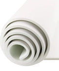 Close-up of self adhesive neoprene foam sheets rolled up, 12 X 59 inch size for workshop insulation and sound dampening.
