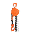 Prowinch 0.5 Ton Manual Chain Hoist 1100 Lb Capacity With 20 Ft Lifting Height G80 Black Tempered Steel Chain shown with orange hook.