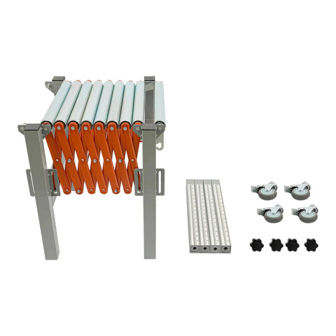 Super Flex Adjustable Telescopic Conveyor Roller Table With Integrated Scale Display And Secure Hooks For Moving Heavy Loads From 18 To 51 Inches Long And 17 Wide parts and structure view