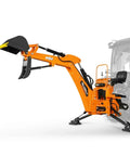 9 Ft Tractor Backhoe Attachment With Mechanical Thumb, 15 Inch Bucket, 180 Degree Boom Swing And Bucket Rotation attached to tractor