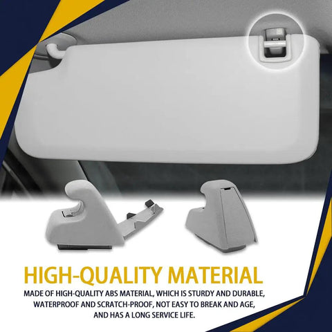 Gray sun visor clip retainers in use with ABS material; shows installation on car visor with focus on durability and fit.