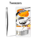 DIY Watch Battery Replacement Tool Kit With Back Opener Case Holder Spring Bar Tweezers And Pro Grade Repair Tools image showing tweezers.