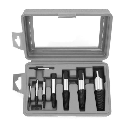 Eight Piece Water Pipe Screw Extractor Set For Damaged Screws And Bolts Alloy Steel Construction Rustproof And Heat Treated