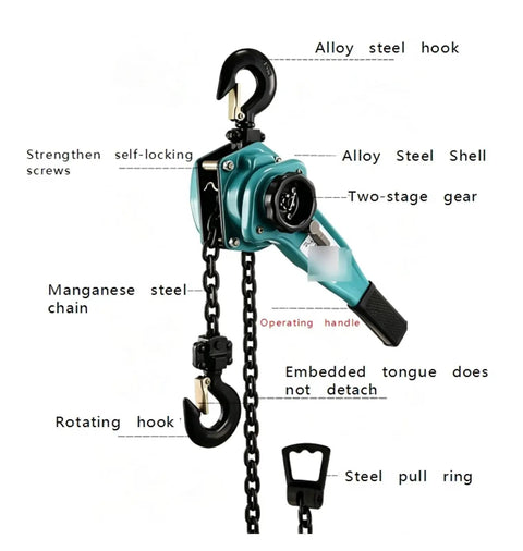 All Purpose Pro Grade Rock Solid Heavy Duty Manual Lever Hoist With Safety Hooks And Reinforced Steel Chain For Precision Lifting Pulling And Site Operations