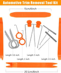 Pro Grade 96 Piece Terminal Removal Tool Kit For Auto And House Wiring With Pin Extractor, Wire Terminal Release Tools, Depinning Set, Includes 76 Removal Bits, Circuit Tester, Diamond Grip Cleaner Set, Trim Tools, And Carry Bag orange trim tools set with 2, 3.5, 5, 6.5, and 8 inch tools