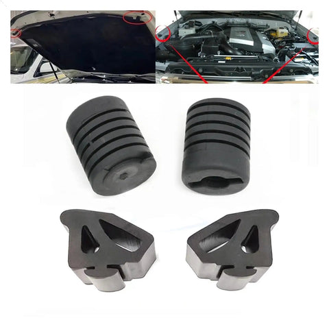 Ride Smooth Like A Champ With This Shockproof Rubber Buffer Sealing Plug Kit For Land Cruiser 4500 4700 LC100. Fits Perfectly To Stop Bumps And Noise On The Engine Bonnet Hood And Bumper Areas Made For Easy Install So You Can Chill Behind The Wheel. Black rubber hood buffer plugs for Land Cruiser 4500 4700 LC100, shown with engine bay fit