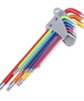 Healifty 9-Pc Colored Steel Hex Wrench Set With Long Arm Handles For Heavy Duty Repair Jobs, Car Maintenance And Industrial Mechanical Fixes That Dont Rust And Get The Job Done Smooth. 9-piece colored steel hex wrench set in holder