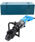 Get Your Hands On This Badass 5/8 Inch Electric Hydraulic Rebar Bender with a blue handle and storage box.