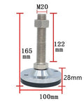 Badass Heavy Duty Leveling Feet 4 Pack Thick Carbon Steel Machine Legs with Threaded Lifters measuring 165mm height and 100mm base.