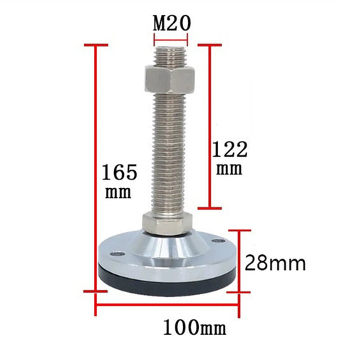 Badass Heavy Duty Leveling Feet 4 Pack Thick Carbon Steel Machine Legs with Threaded Lifters measuring 165mm height and 100mm base.