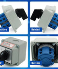 20A Rotary Changeover Switch With Exterior Box On Off On 660V Latching Universal Selector IP65 3 Positions 2 Poles