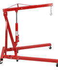 Heavy Duty Two Ton Hydraulic Engine Hoist Crane With Telescopic Boom Foldable Design for workshop use and easy storage.