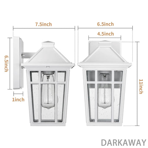 Outdoor Sconce Lights 2 Pack White Weatherproof Aluminum Wall Fixtures With Glass Panels Anti Rust Exterior Porch Lights