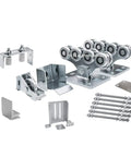 Cantilever Sliding Gate Hardware Kit Medium Series Pad Mount with Rollers, Tie Rods, Foundation Plates and Top Bracket Guides