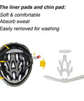 One-Piece Adjustable Adult Bike Helmet For Men And Women, Ultra Lightweight 200g, liner pads and chin pad details shown separately