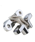 Close-up of Heavy Duty Zinc Alloy Cross Hidden Hinge 8x42mm Invisible Hinge For Residential Doors 180 Degree Folding Silver