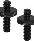 Heavy Duty Aluminum 1/4 Male To 1/4 Male Extended Tripod Adapter Screws With Smooth Quick Release Build For Killer Camera Rig Setups And Secure Video Mounting 2 Pack, black screws close-up