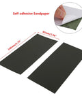 Self-adhesive sandpaper sheets showing dimensions, used with Pro Grade Fretboard Sanding Block For 14 And 15 Inch Radius, Leveling Tool for Luthiers.