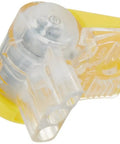 Close-up view of a Two Wire System Snap Loc Wire Connector from the Pack Of 20 For Direct Burial Valve Splices, clear and yellow design.