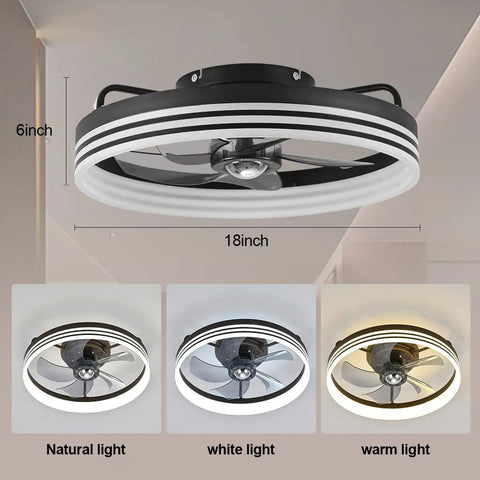 Modern Flush Mount Ceiling Fan With Lights Remote Control Low Profile LED Dimmable Ceiling Fan Light 5 Blades 6 Speed dimensions