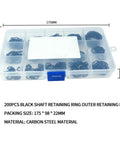 Heavy Duty 150 Piece Internal And External Retaining Circlips C Clip Washer Snap Ring Assortment Set in carbon steel box