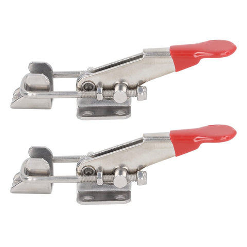 Heavy Duty Toggle Clamp Latch Kit 400 Lb Capacity, Adjustable Stainless Steel, side view showing pull to release design