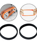 Kickass Drive Belt Kit For 82mm Electric Planer 2 Pack Rubber Replacement Parts, showing two black rubber belts and installation detail.
