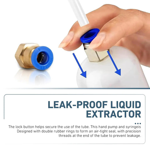 Close-up of Heavy Duty Automotive Fluid Extractor Pump 200cc Oil Syringe Transfer Tool demonstrating leak-proof tube design.