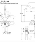 Technical diagram of Heritage Two-Handle Bathroom Faucet in Oil Rubbed Bronze with dimensions and components shown.