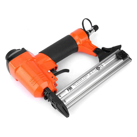 Pro Grade Pneumatic Nailer Air Brad Gun With Japanese Quick Connect Straight Nailing Rig for carpentry, featuring ergonomic grip and sturdy build.