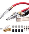 Heavy Duty Tire Pressure Gauge With Inflator And Air Chuck 4 Way Tool Valve Cores And Air Compressor Attachments For Cars And Trucks