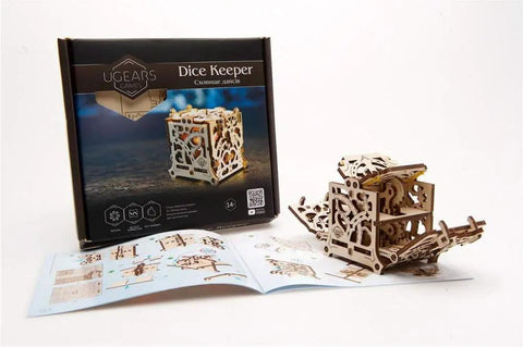 3D Puzzle Dice Keeper For Board Games And Tabletop RPGs Holds 8 Dice In Sturdy Wooden Slots, wooden kit with instructions