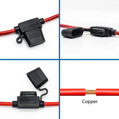 Heavy Duty 10 Gauge Inline Fuse Holder Kit For 12 Volt Systems Waterproof Red Fuse Holder For ATC ATO Blade Fuses Up To 40A