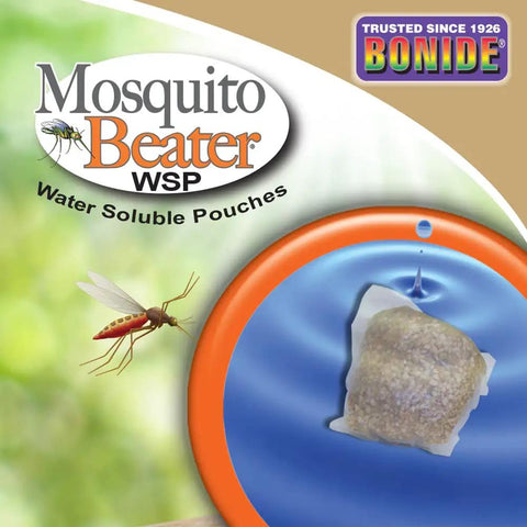 Package of Mosquito Beater Water Soluble Pouches Pack Of 24 Kills Mosquito Larvae In Standing Water on background
