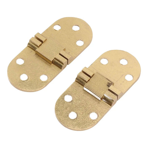 180 Degree Brass Folding Hinge for Folding Tables and Desks, Heavy Duty 2.5mm Thin Profile, visible hinge and screw holes