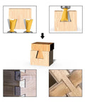 Game Changing Dovetail Router Bit With Precision Stepped Rabbet Design For Slick Woodworking Joints And Snappy Dust Clear Out Heavy Duty Shop Ready Tool showing precise wood joint cuts.