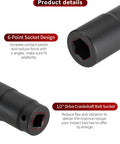 Detailed view of Crank Arm Removal Tool Set For One Half Inch Drive Compatible With Honda And Acura Engines, focusing on 6-point socket design.
